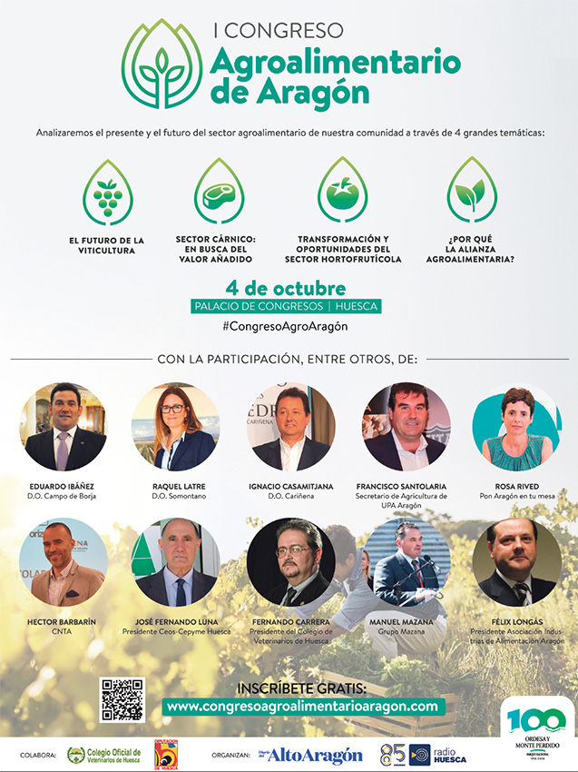 Juan José Badiola y Fernando Carrera participarán en el I Congreso Agroalimentario de Aragón